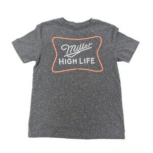 Miller High Life Gray Neon Sign Speckled Graphic Short Sleeve T-Shirt Size Med
